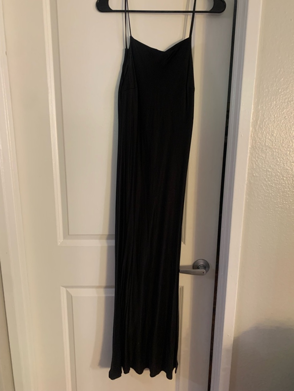 Zara Black Maxi Slip Dress with Spaghetti Straps
